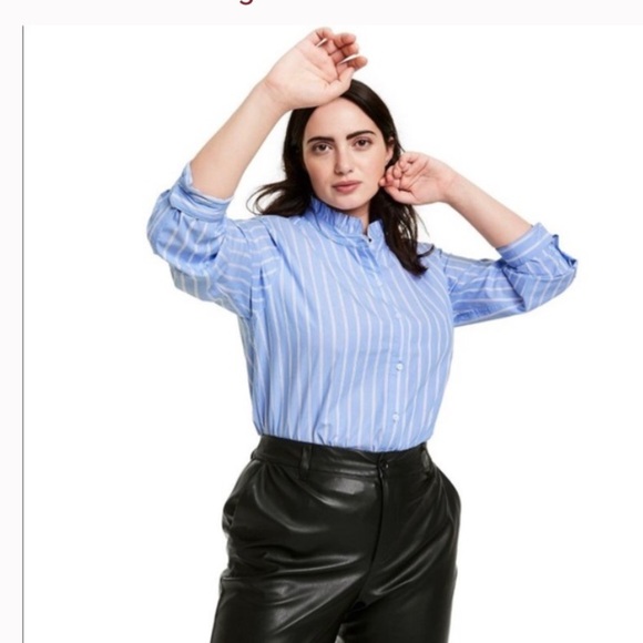 New Striped Long Sleeve Button-Down Shirt - Nili Lotan x Target Blue S4. - Picture 7 of 15